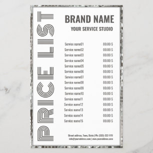 Metallic Border Beauty Salon Price List Flyer