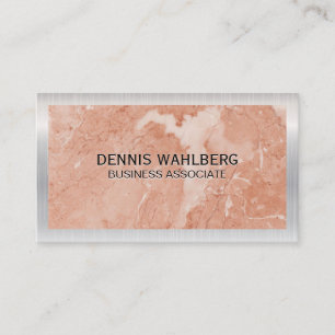 Metallic Border Orange Marble Slab Business Card