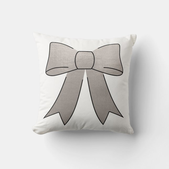 Metallic Bow Throw Pillow (Front)