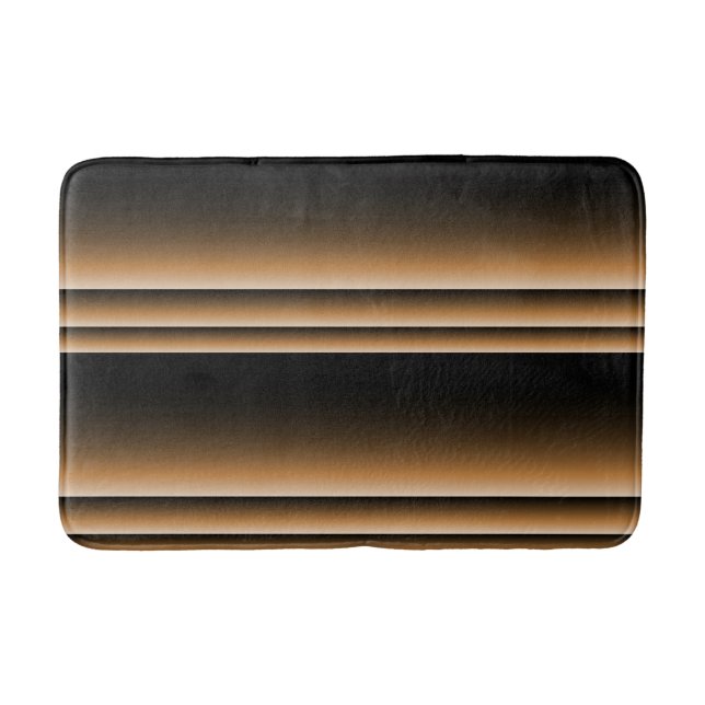 Metallic Bronze Copper Brown Ombre Stripes Bath Mat (Front)