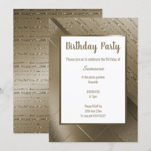 METALLIC BRONZE GLITTER PATTERN BIRTHDAY INVITATION