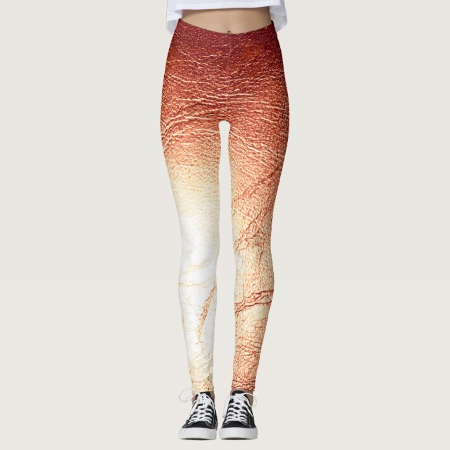 Metallic Bronze Leather Leggings Fun and Unique (Front)