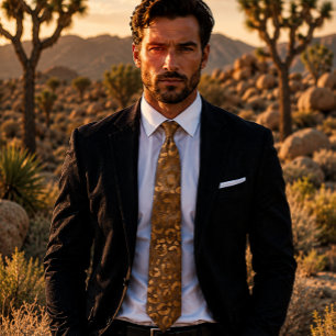 Metallic Bronze Leopard Print Tie