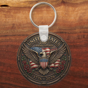 Metallic Bronze United Staes 250th Anniversary  Key Ring