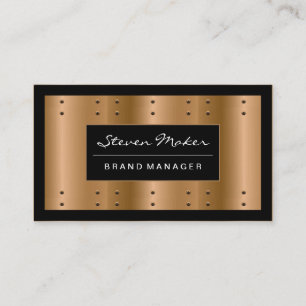 Metallic Bronze with Rivets Black Border Business Card