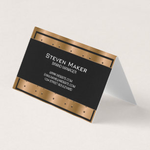 Metallic Bronze with Rivets Black Border Business Card