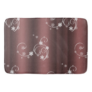 Metallic Brown White Swirls Christmas Bath Mat