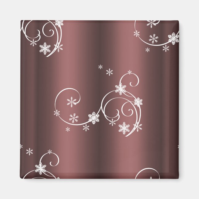 Metallic Brown White Swirls Christmas Magnet (Front)