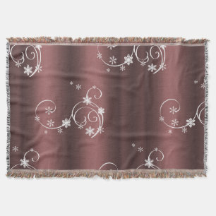 Metallic Brown White Swirls Christmas Throw Blanket