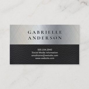 Metallic Brush Leather Business Card
