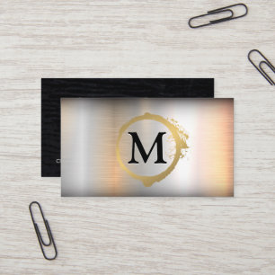 Metallic Brush Monogram Gold Stain Business Card