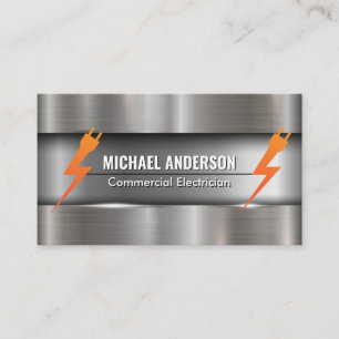 Metallic Brushed Electric Plug Logo Business Card