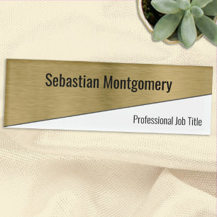 Metallic Brushed Gold Geometric Professional Name Tag