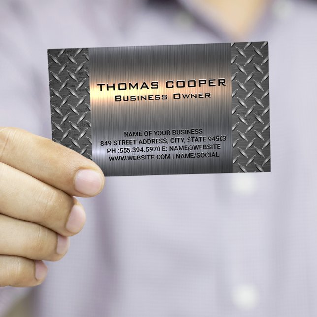 Metallic Brushed Shine | Diamond Plated Pattern Business Card (Creator Uploaded)