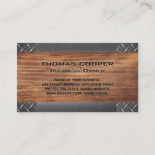 Metallic Brushed Shine Diamond Plated Wood Business Card