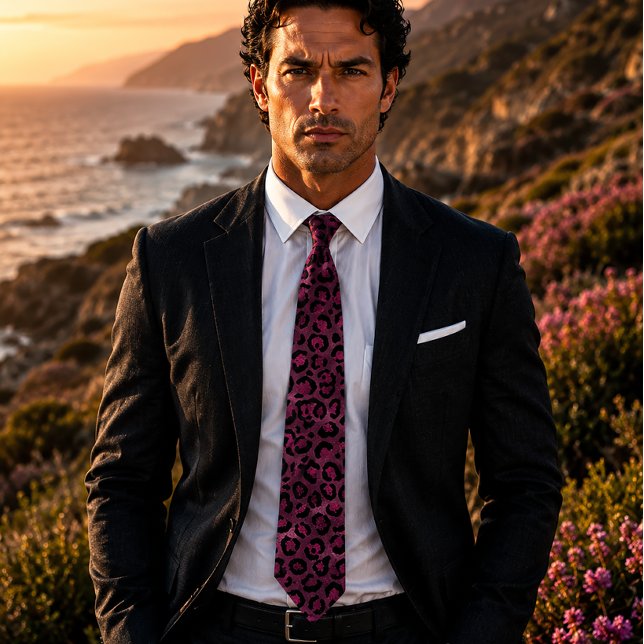 Metallic Burgundy Leopard Print Tie (Creator Uploaded)