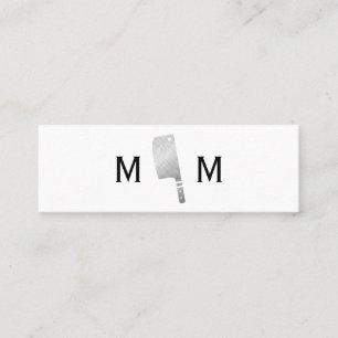 Metallic Butcher Knife Monogram Mini Business Card