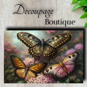 Metallic Butterflies Decoupage Tissue Paper