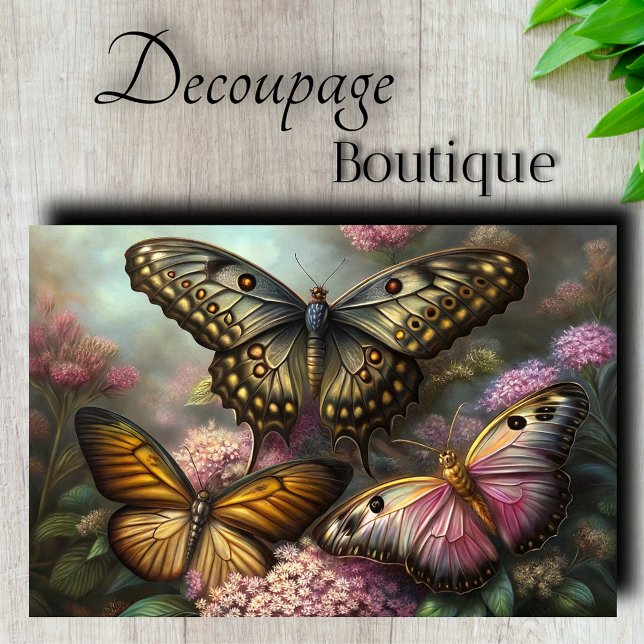 Metallic Butterflies Decoupage Tissue Paper (Metallic Butterflies Decoupage Tissue Paper)