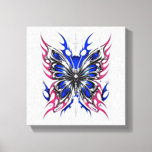 Metallic Butterfly Blue Pink Flame Wings – Gothic Canvas Print