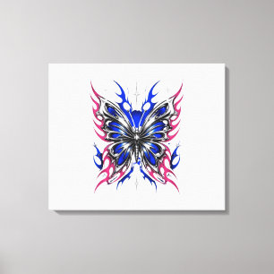 Metallic Butterfly Blue Pink Flame Wings – Gothic Canvas Print