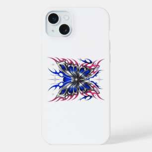 Metallic Butterfly Blue Pink Flame Wings – Gothic iPhone 15 Plus Case
