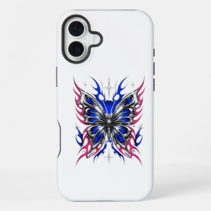 Metallic Butterfly Blue Pink Flame Wings – Gothic iPhone 16 Plus Case