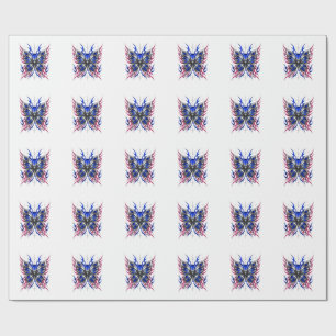 Metallic Butterfly Blue Pink Flame Wings – Gothic Wrapping Paper