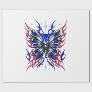 Metallic Butterfly Blue Pink Flame Wings – Gothic Wrapping Paper