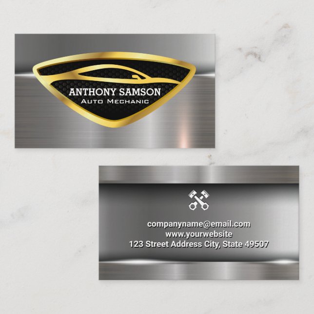 Metallic Car Logo | Industrial Style Business Card (Front/Back)