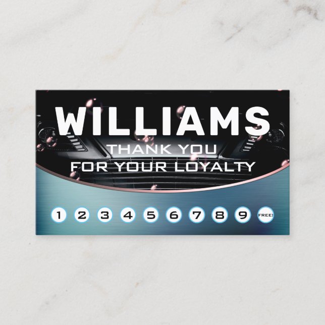 Metallic car wash loyalty  business card (Front)