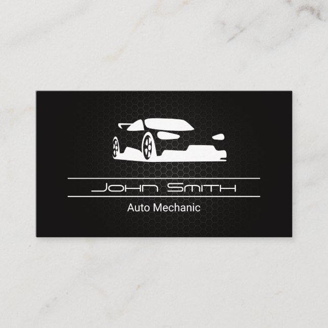 Metallic Carbon Fibre Pattern | Auto Icon Business Card (Front)