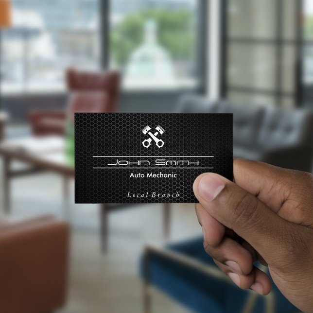 Metallic Carbon Fibre Pattern | Auto Pistons Business Card (Creator Uploaded)