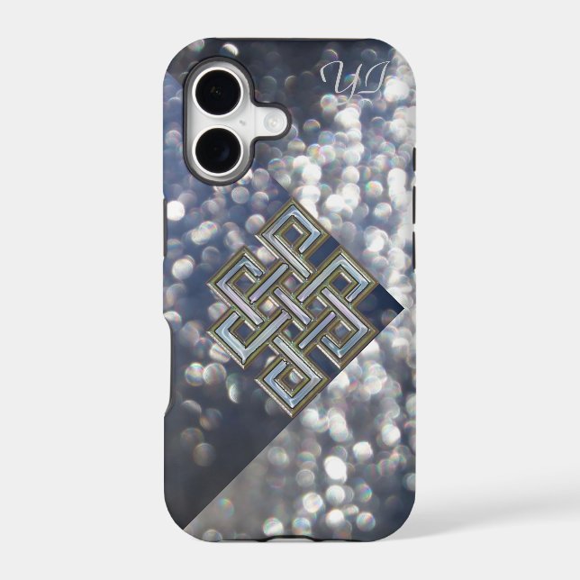 Metallic Celtic Knot Glitter Monogram Case. (Back)
