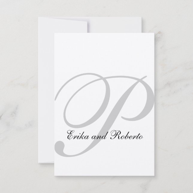 Metallic Champagne Paper Monogram Wedding RSVP (Front)