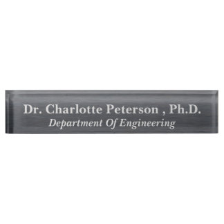 Metallic Charcoal Black PhD or Doctorate  Nameplate