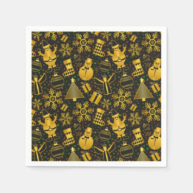 Metallic Christmas Collage Napkin (Front)