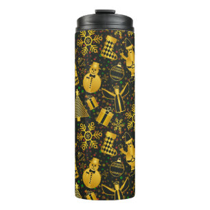Metallic Christmas Collage Thermal Tumbler