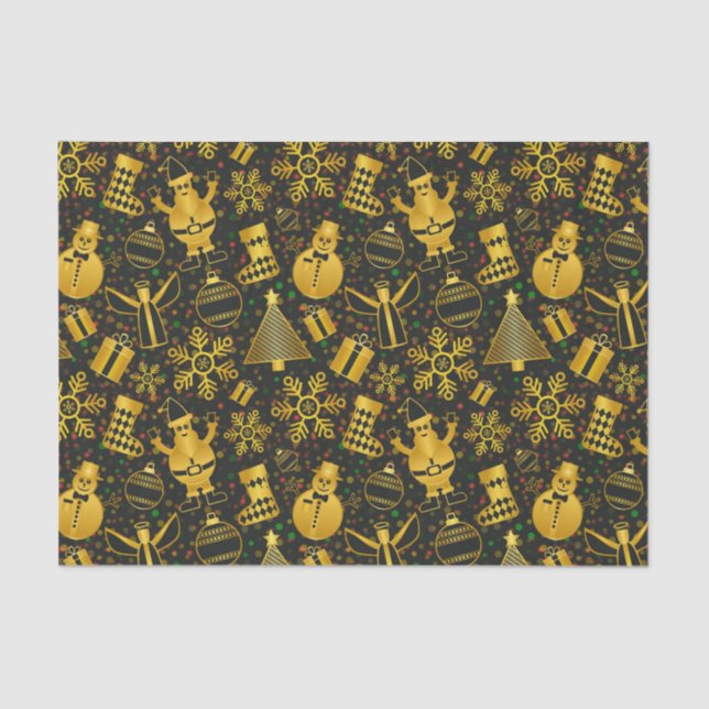 Metallic Christmas Collage Tissue Paper (Front)