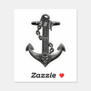 Metallic chrome anchor pirate nautical themed 