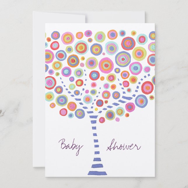 Metallic Circle Tree Custom Baby Shower Invitation (Front)