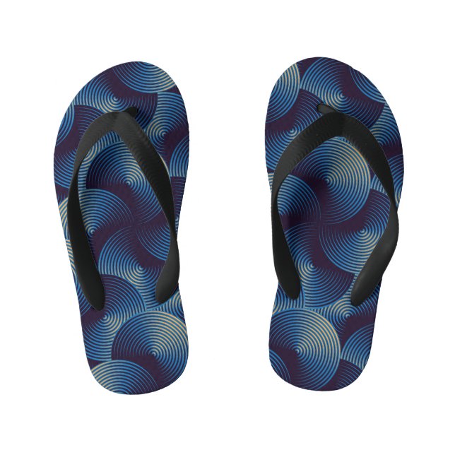 Metallic circles optical illusion, seamless patter kid's jandals (Footbed)
