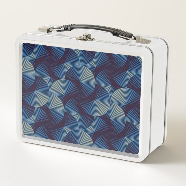 Metallic circles optical illusion, seamless patter metal lunch box (Front)