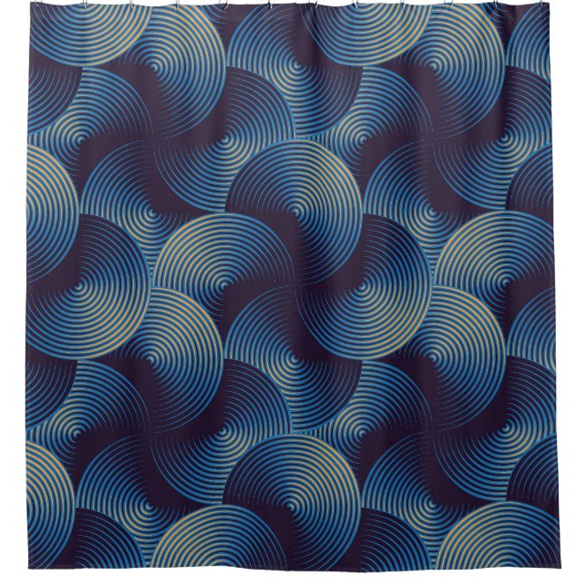 Metallic circles optical illusion, seamless patter shower curtain (Front)