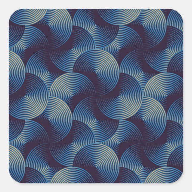 Metallic circles optical illusion, seamless patter square sticker (Front)
