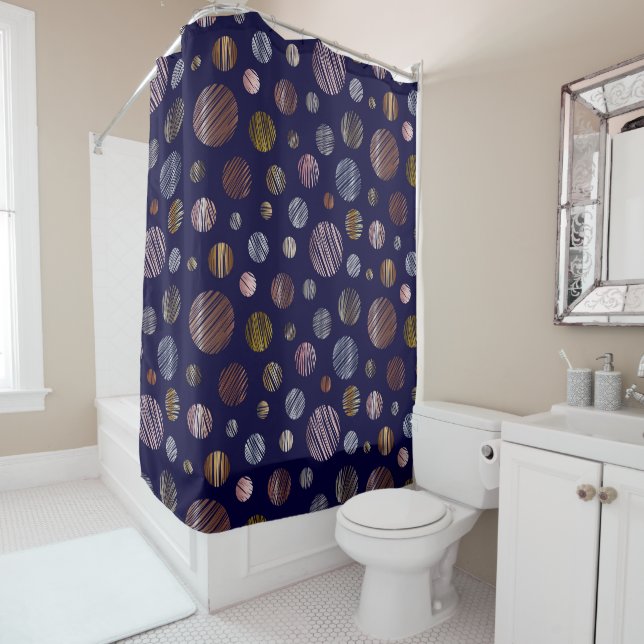 Metallic Circles Shower Curtain (In Situ)