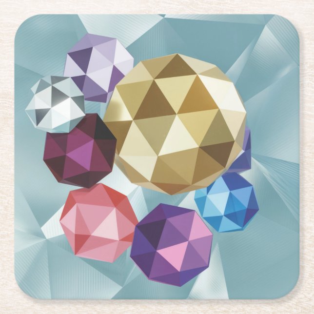 Metallic Colours Geometric Shapes Coaster Set (Front)