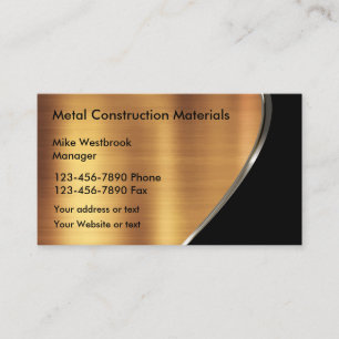 Metallic Copper Bronze Tone Look Construction Business Card