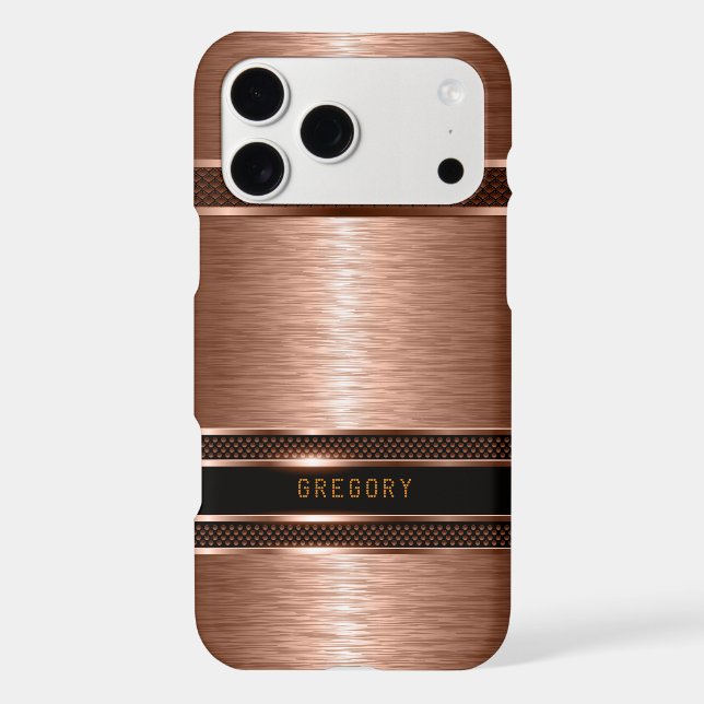 Metallic copper brown geometric design. (Back)