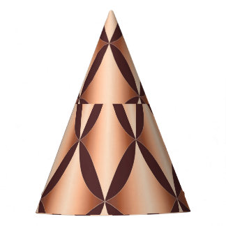 Metallic Copper Diamond, Vintage Pattern. Party Hat